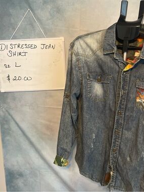 Levi's Distressed Blue Denim Long Sleeve Shirt